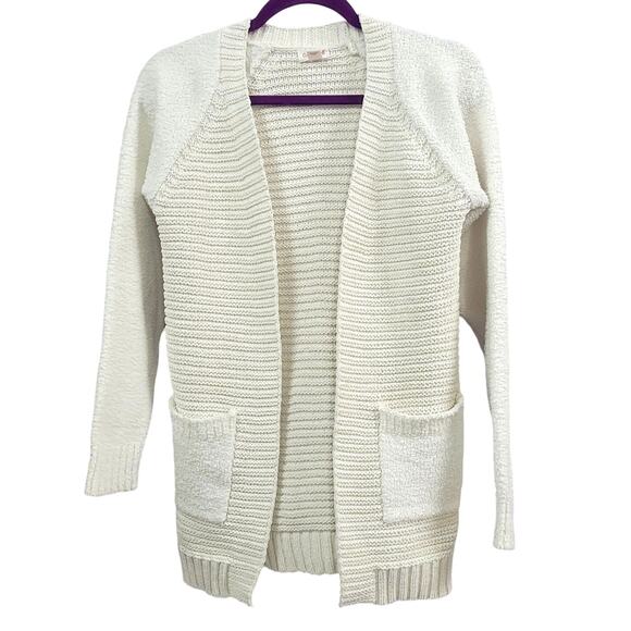 Cat & Jack White with Gold Sparkle Accent Open Cardigan Sweater Sz. Girl's 10/12 - Picture 1 of 8